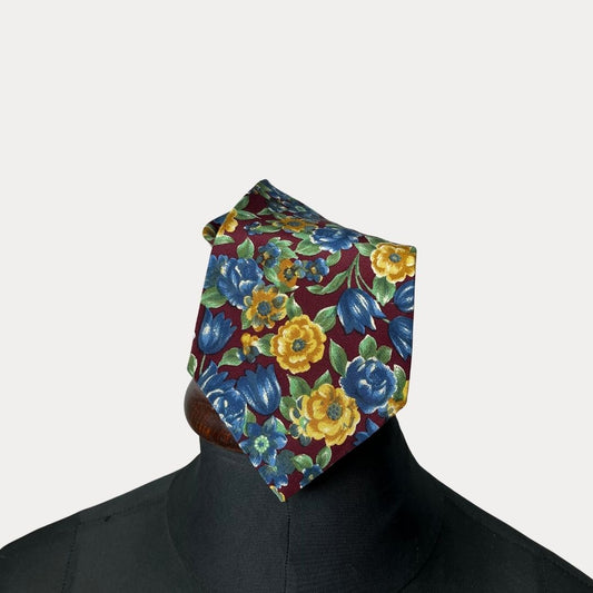 PFAU floral silk necktie