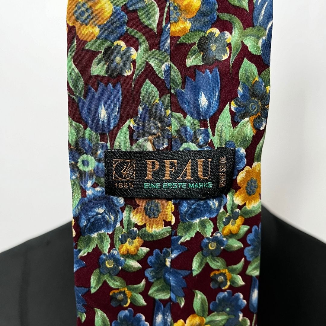 PFAU floral silk necktie