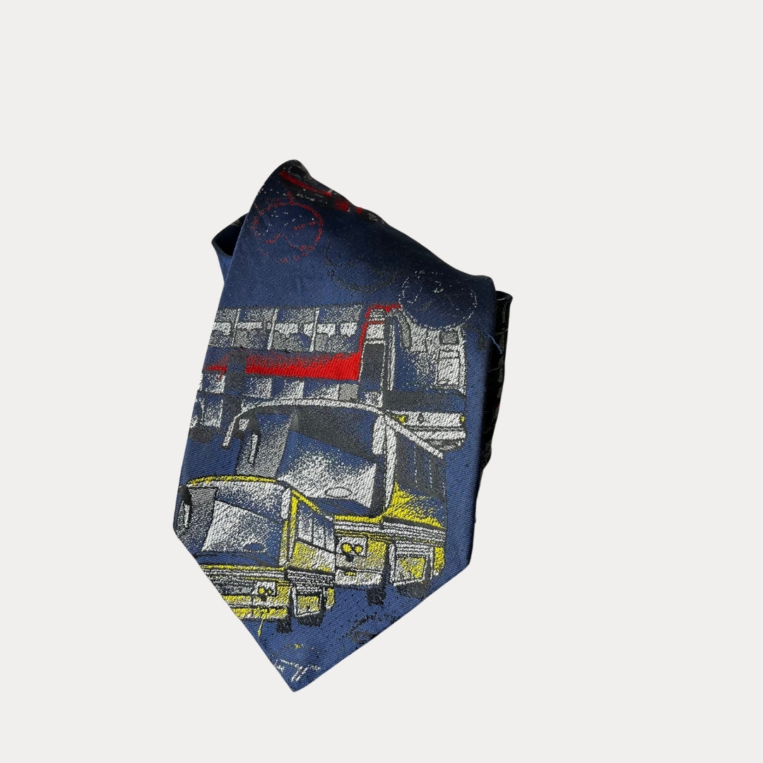 Bus pattern necktie 9.5 cm