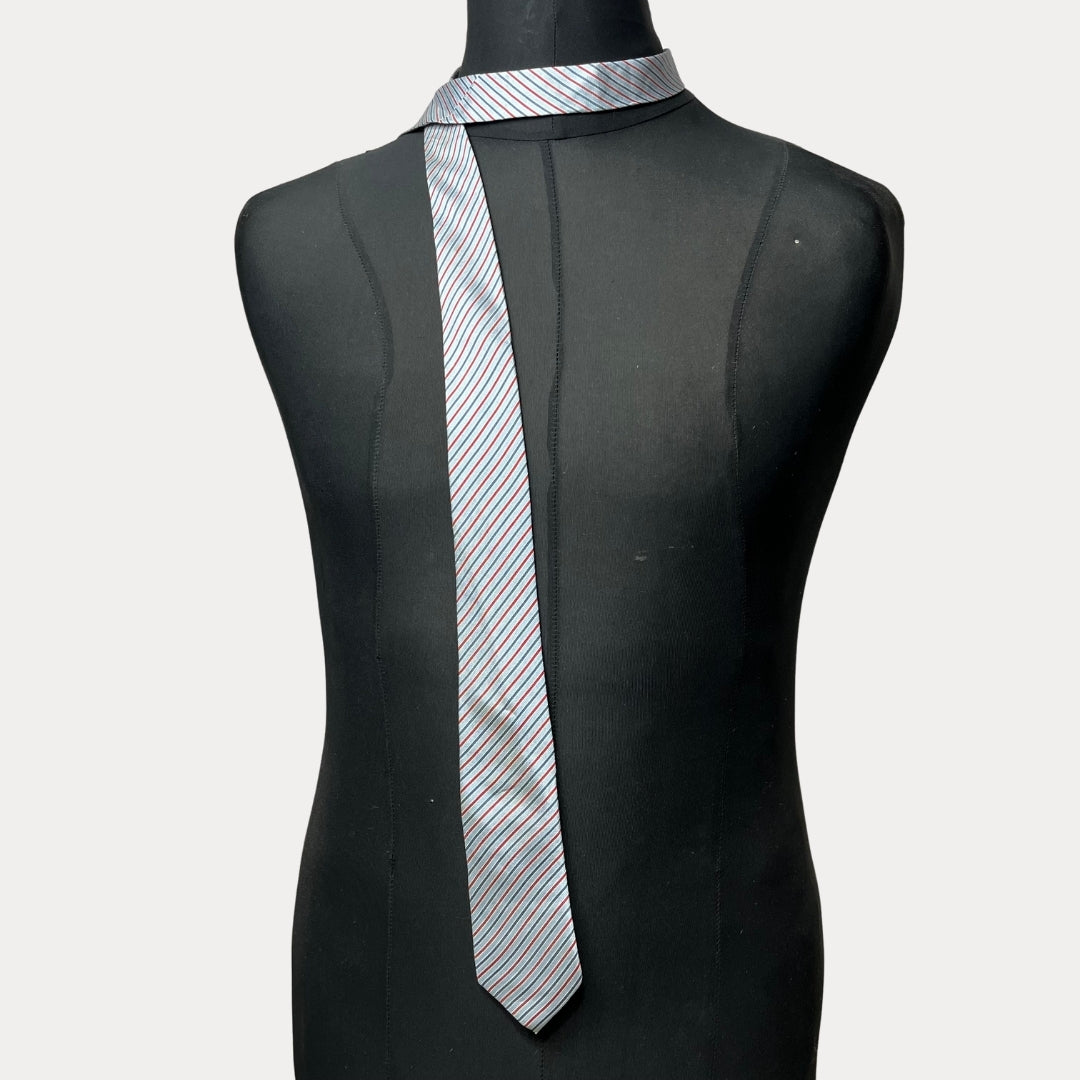 Striped silk necktie slim 7cm