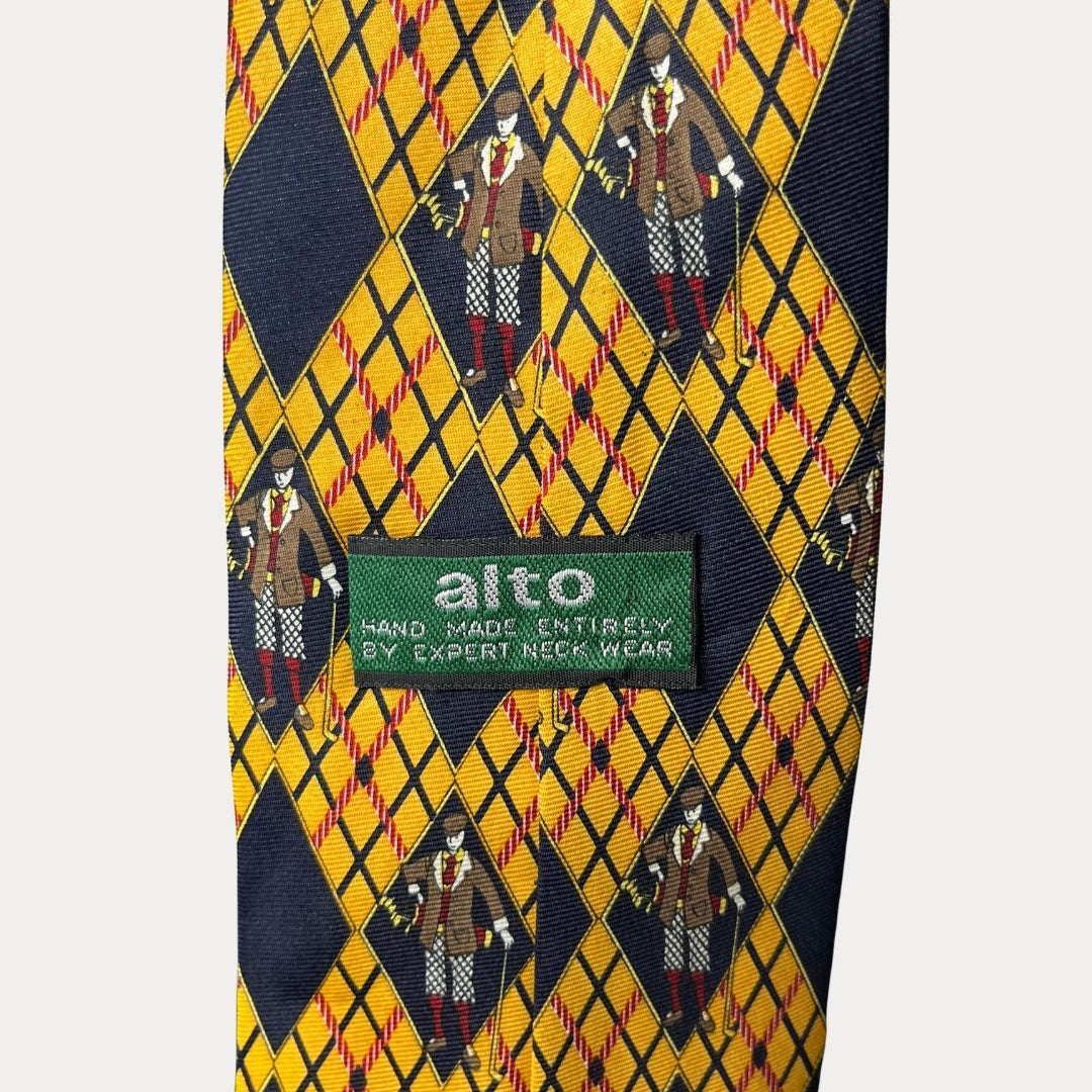 Alto equestrian argyle pattern necktie 10 cm