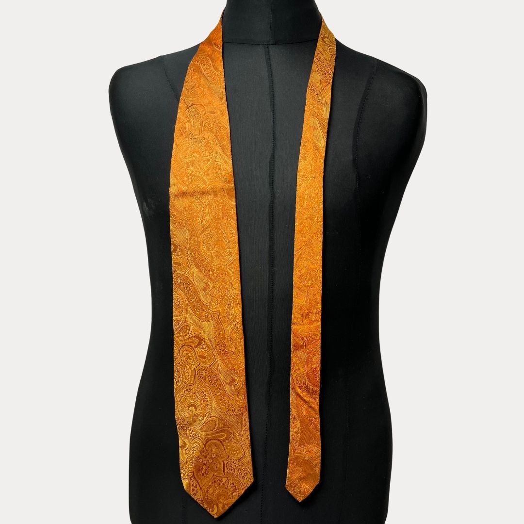 Paisley pattern orange necktie