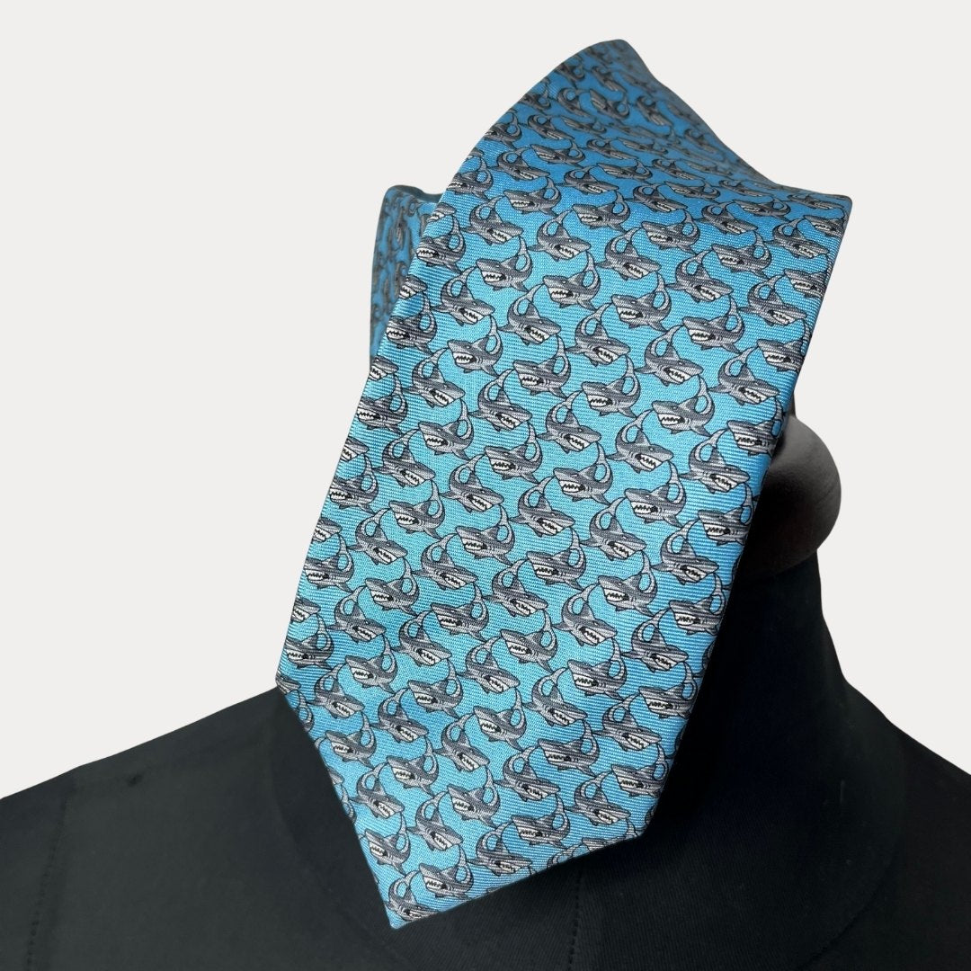 C&A Sharks silk necktie