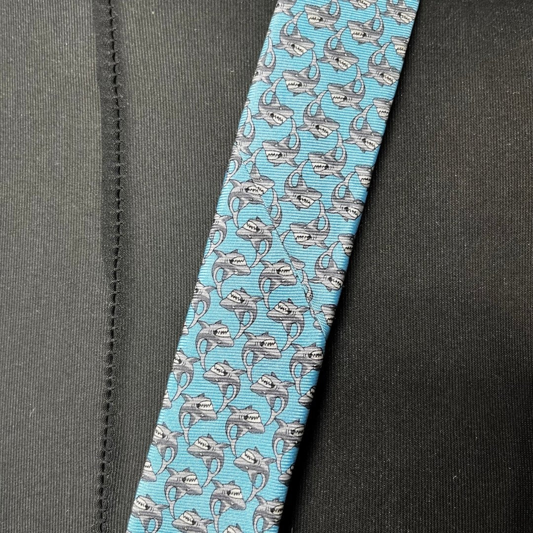 C&A Sharks silk necktie