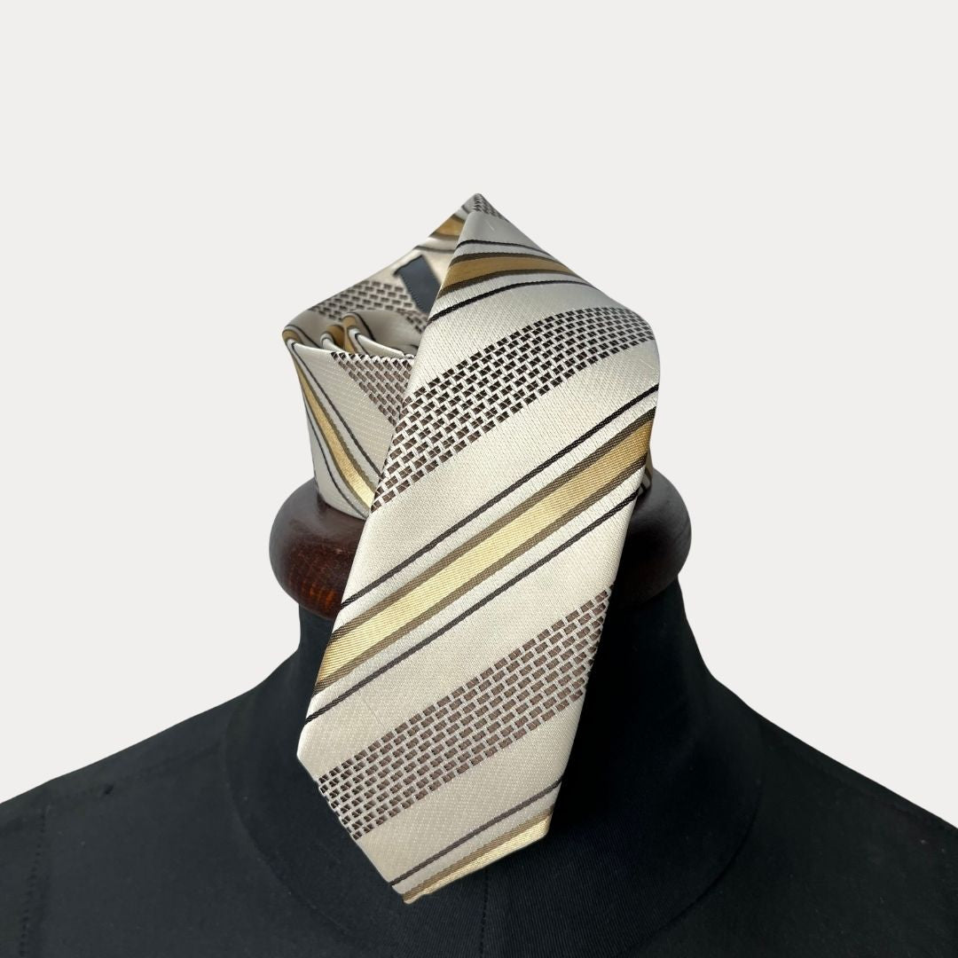 Striped silk slim necktie 6 cm