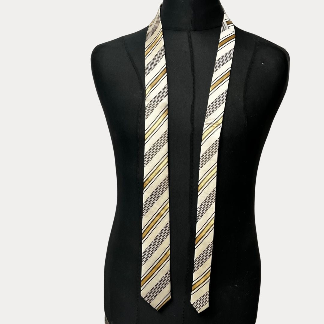 Striped silk slim necktie 6 cm