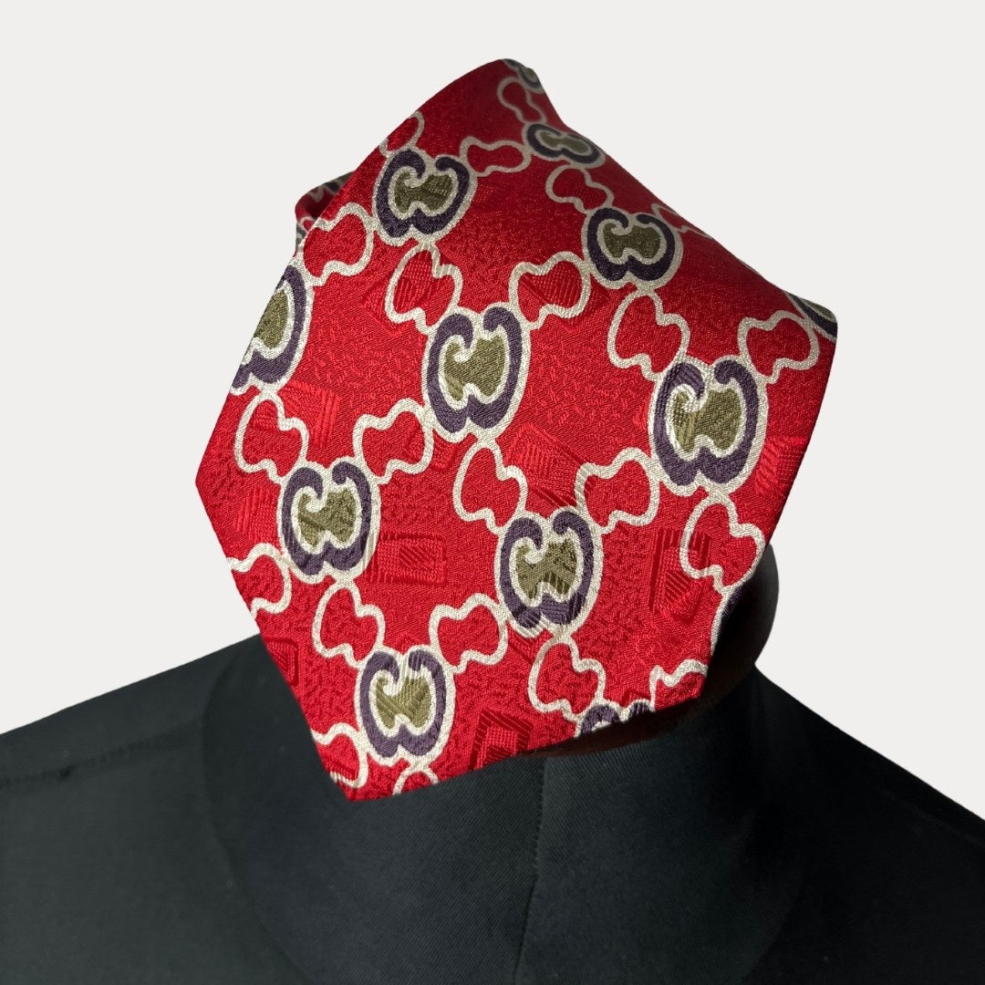 Red patterned necktie