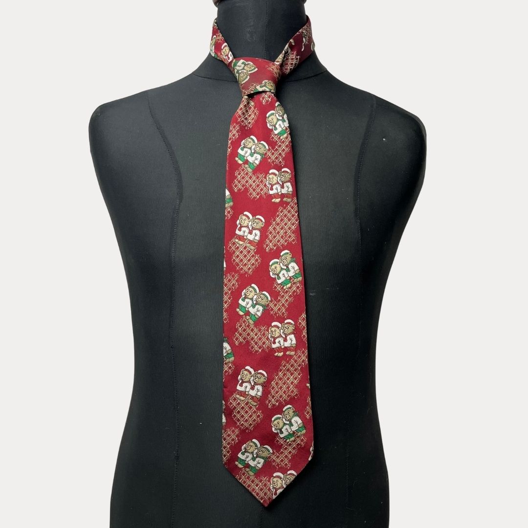 Teddy bear pattern necktie 10 cm