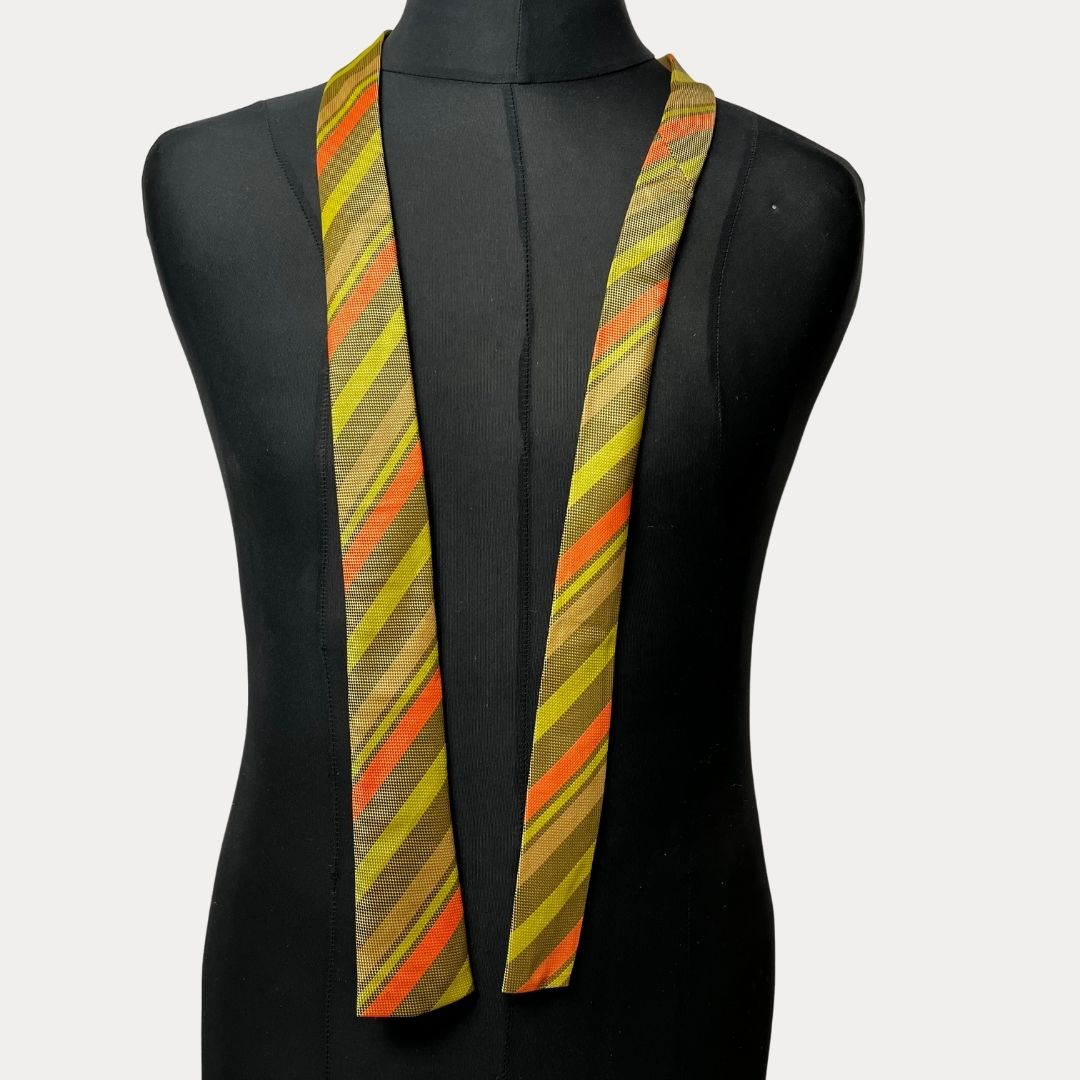 Flat-end striped necktie