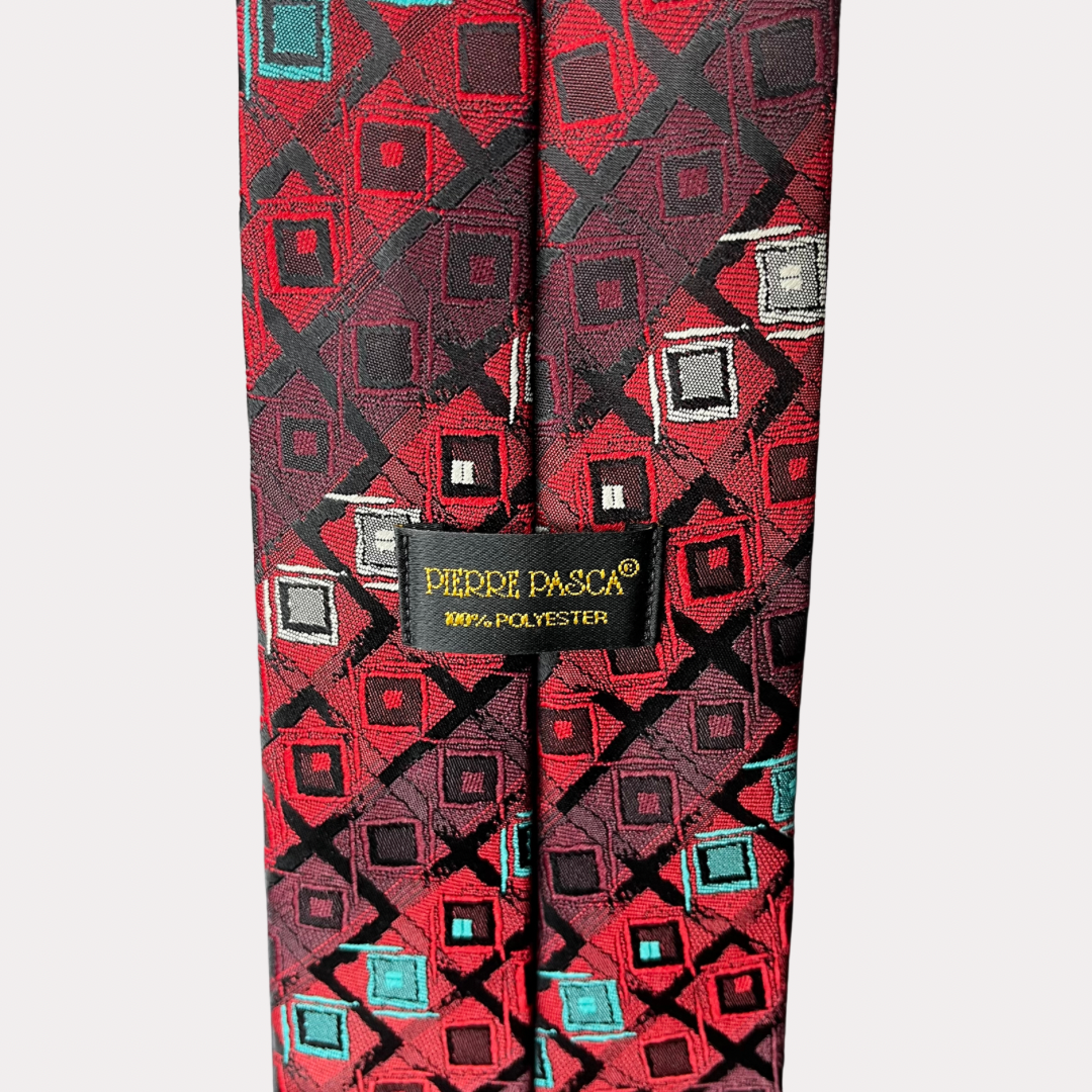 Pierre Pasca Red Geometric Tie 10 cm