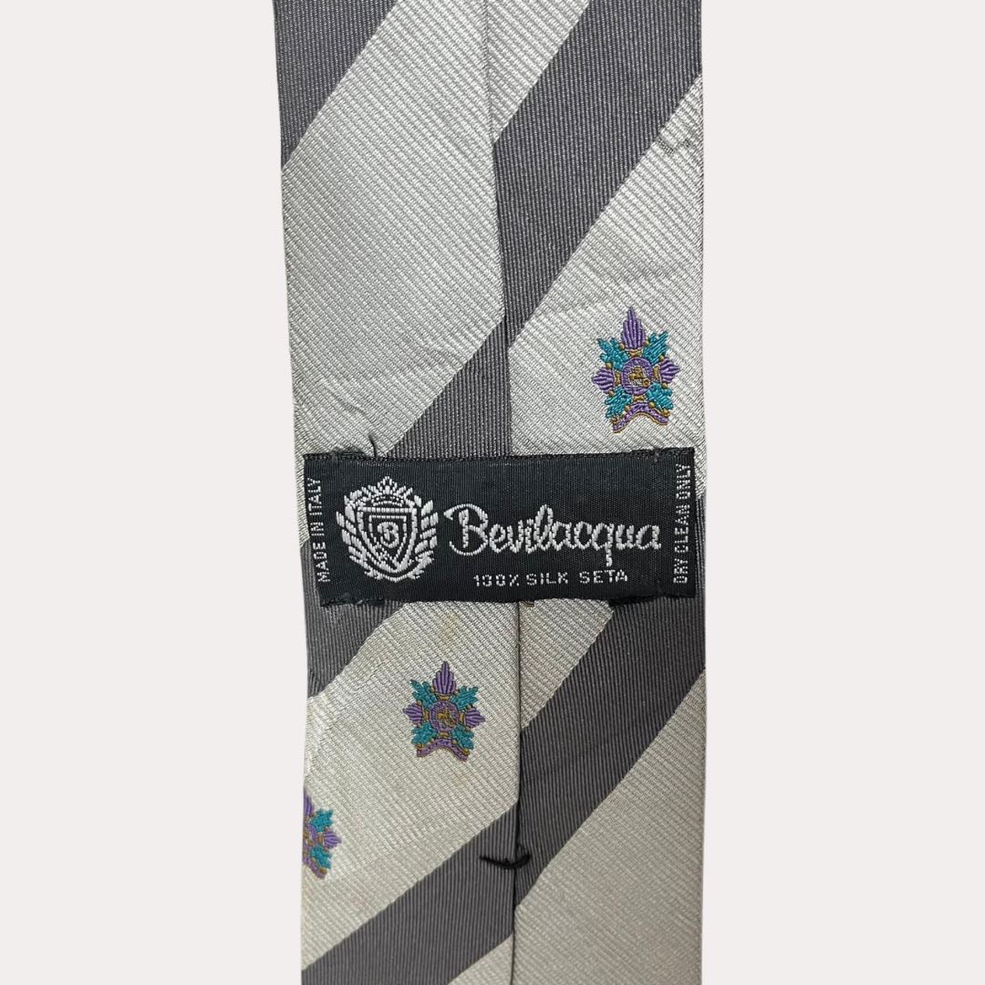 Silver Bevilacqua striped tie 8cm