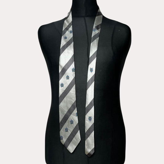 Silver Bevilacqua striped tie 8cm